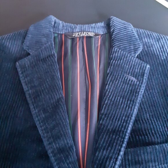 JP Tilford Samuelsohn SZ 38 Navy Blue Corduroy 2 Button Sport Jacket Blazer - Picture 4 of 15